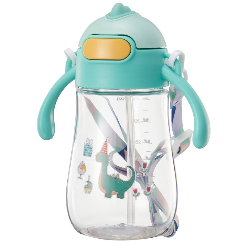 Picture of Elegant Cartoon-Design Anti-Fall Plastic Straw Water Cup with Handle Portable for Primary School Kindergarten for Outdoor Tours