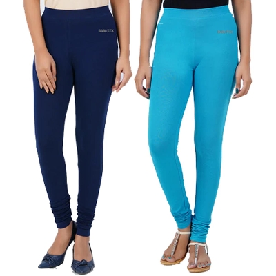 Picture of 2 Pcs Cotton Ladies Navy Blue and Cyan Ties Pant for Women