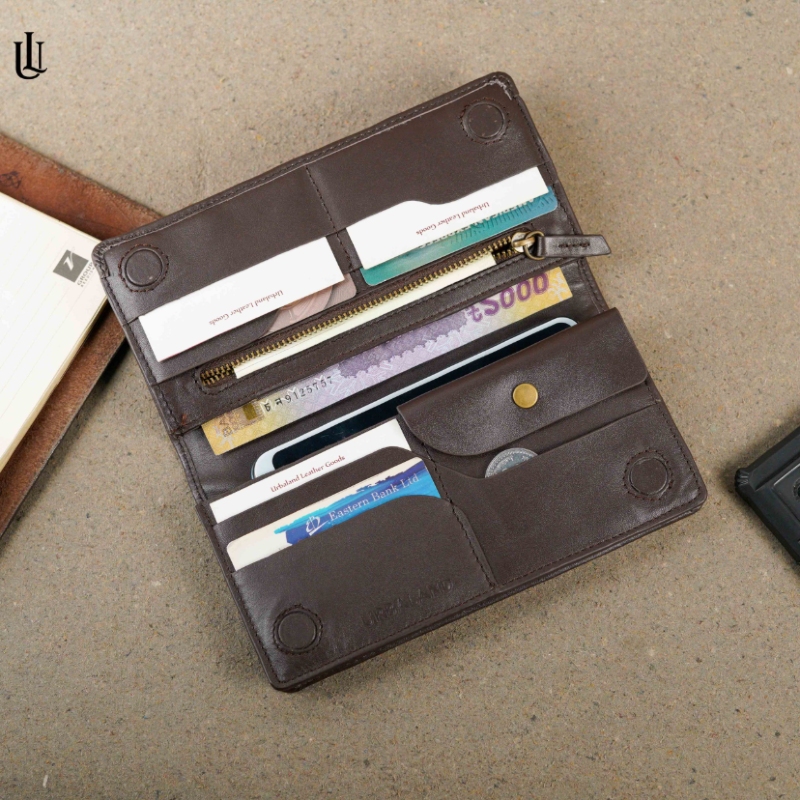 Picture of Urbaland walt single mobile pocket Original Leather Long Wallet – walt Long Wallet - chocolate