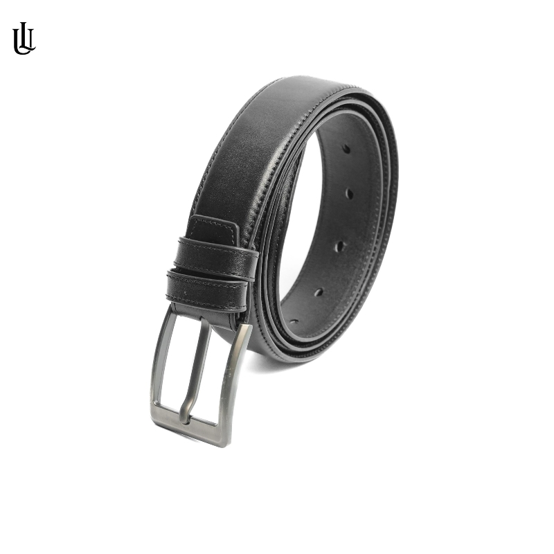 Picture of Marc Casual Leather Belt Plain Black Square Black
