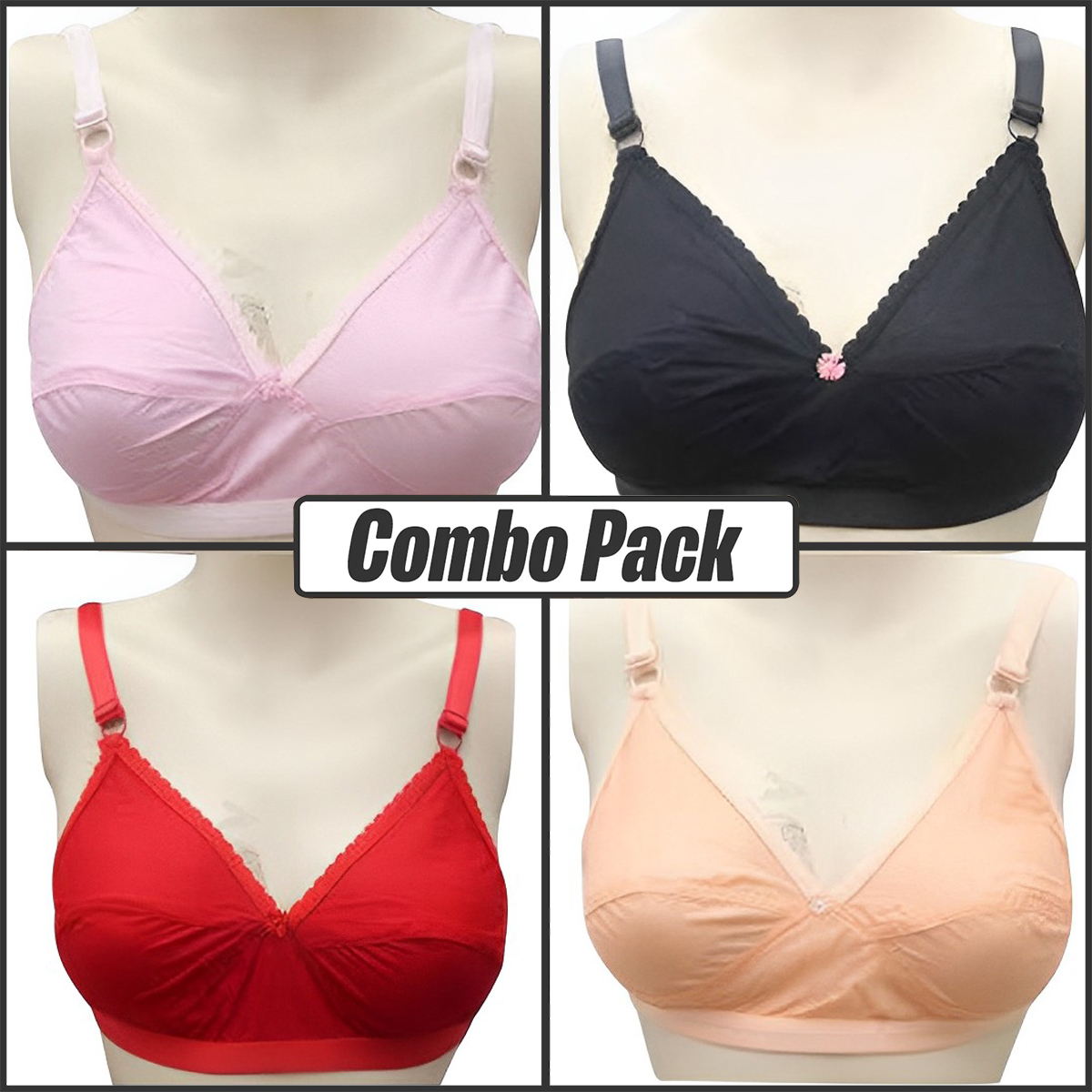 Picture of 4 piece set  Boil Fabrics Cotton Bras - Comfortable Choices for Girls and Women - Stylish Undergarments for All-Day Comfort