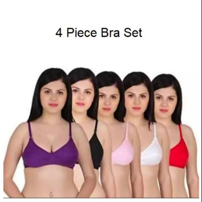 Picture of 4 Pcs Multicolor JACLON Cotton Soft Bra Set - Comfortable and Stylish Lingerie Collection for Women