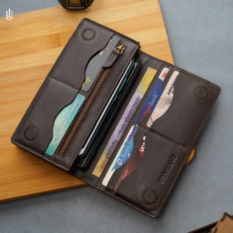 Picture of Urbaland Wane Double Original Leather Long Wallet – Wane Long Wallet - Chocolate