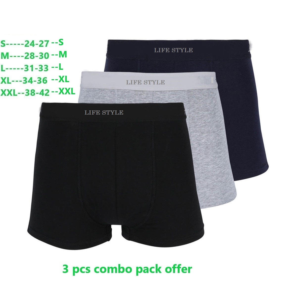 Picture of 3 Piece Cotton Boxer for Men Underwear Multicolor