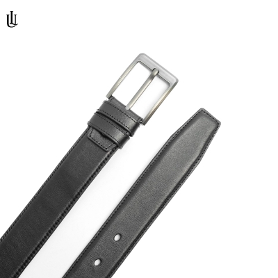Picture of Marc Casual Leather Belt Plain Black Square Black