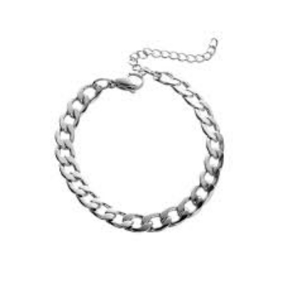Picture of Stainless Steel Women Flat Chain Bracelet Smooth Surface Cuban Link Hand Bangle Couple Adjustable Jewelry