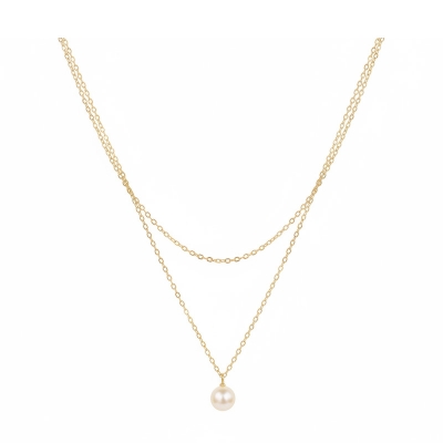 Picture of Sweet Simple Double Layer Pearl Collarbone Necklace Charming Women's Choker Chain Pendant Female Fashion New Year Jewelry Gifts