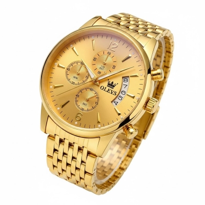 Picture of Olevs 2867 Black Stainless Steel Chronograph Wrist Watch For Men - Black