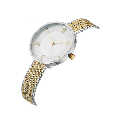 Picture of CURREN 9020 RoseGold Mesh Stainless Steel Analog Watch For Women - White & RoseGold