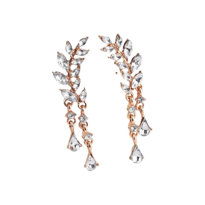 Picture of E52 manufacturer wholesale Korean Korean version of the new sweet flash drill pop leaf tree leaf flowing soverell droplet earrings 5