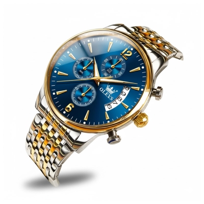 Picture of Olevs 2867 BLACK STAINLESS STEEL CHRONOGRAPH WRIST WATCH FOR MEN - BLACK