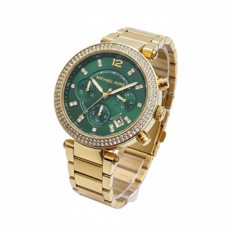 Picture of Michael Kors MK6263 Women's Parker Gold Tone Chronograph Green Dial Watch