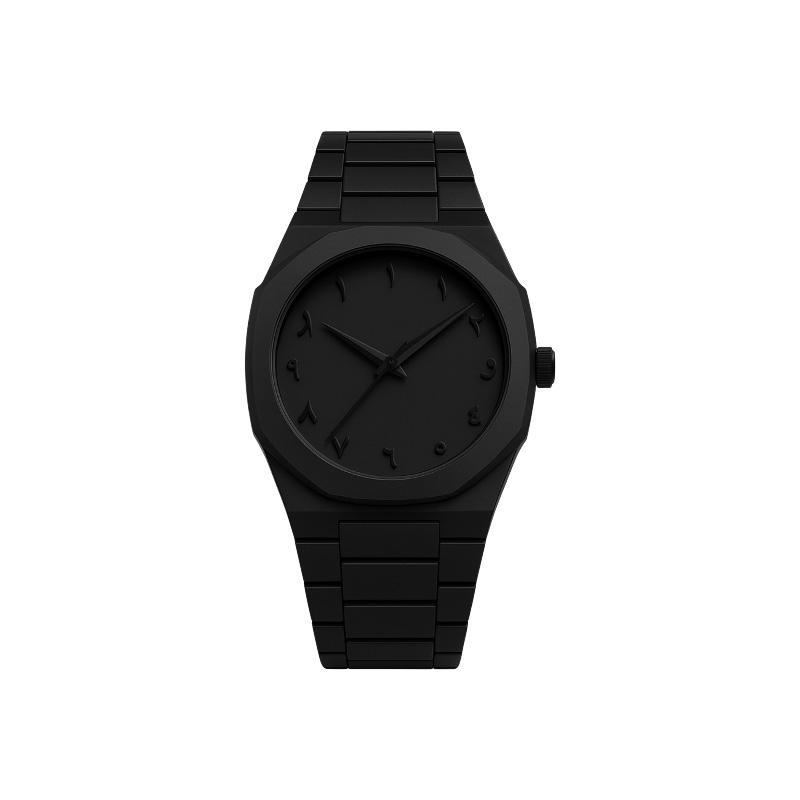 Picture of Arabic Aura Men's Watch with Arabic Numerals Matte Black Minimalist Analog Watch