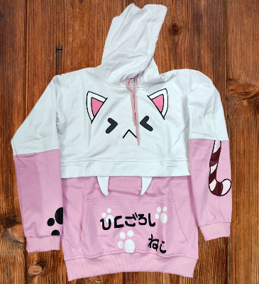 Picture of Pikachu Hoolie Harajuku Pink Hoodies Cartoon Cat Printed Hooded Sweet Sweatshirt Women