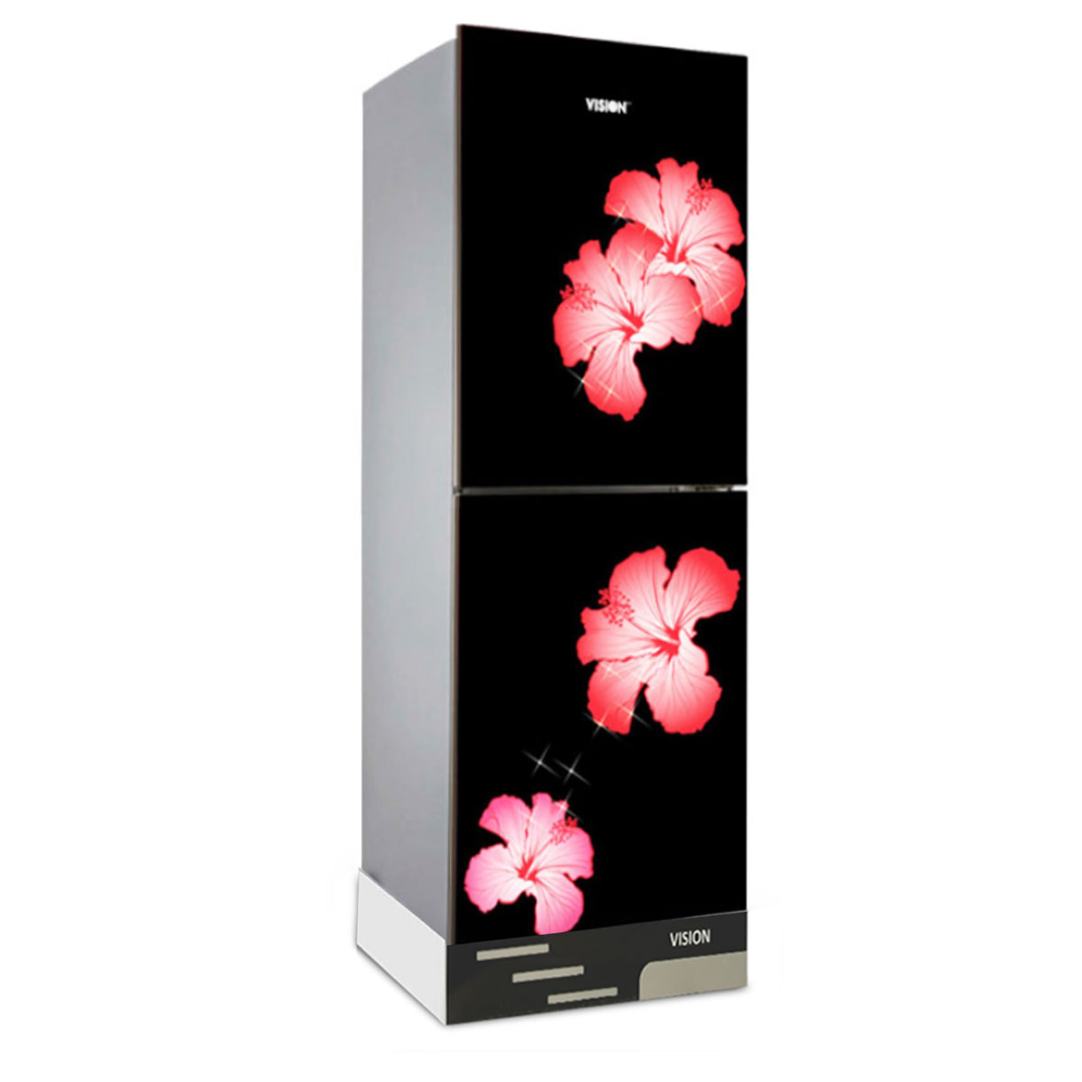 Picture of VISION Glass Door Refrigerator RE-185 Liter Red lotus lily Flower Bottom Mount