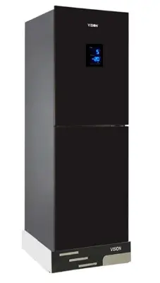 Picture of VISION Glass Door Smart Dispensar Refrigerator RE-238 Liter Black Bottom Mount