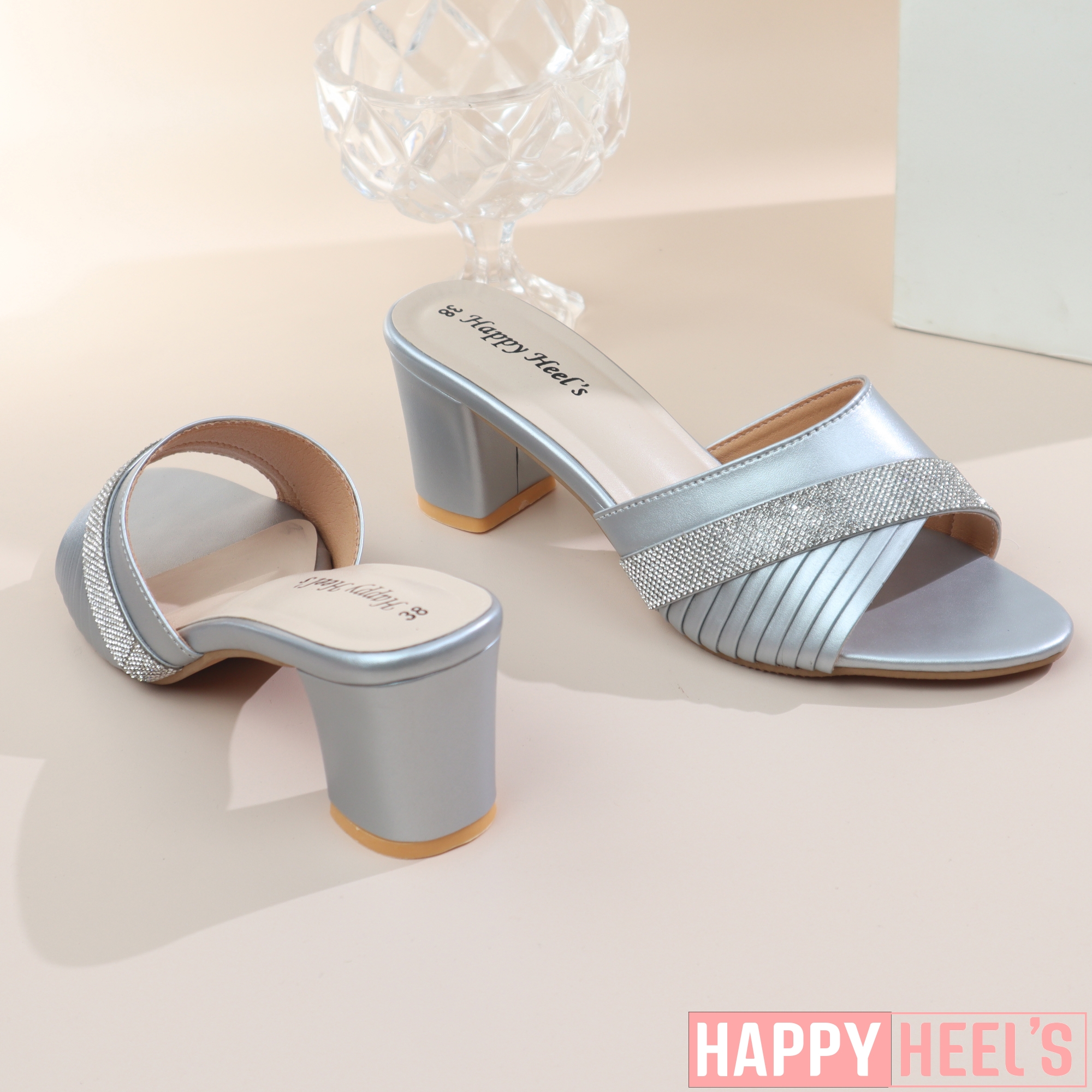 Picture of Embellished Block Heel Mule Sandals