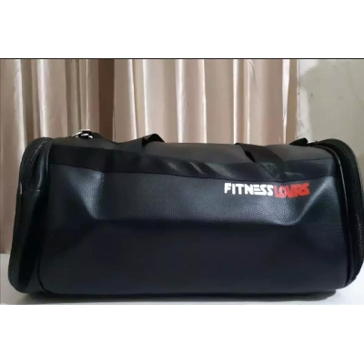 Picture of Leather Gym Bag With Extra Chamber for shoes - Black/Blue