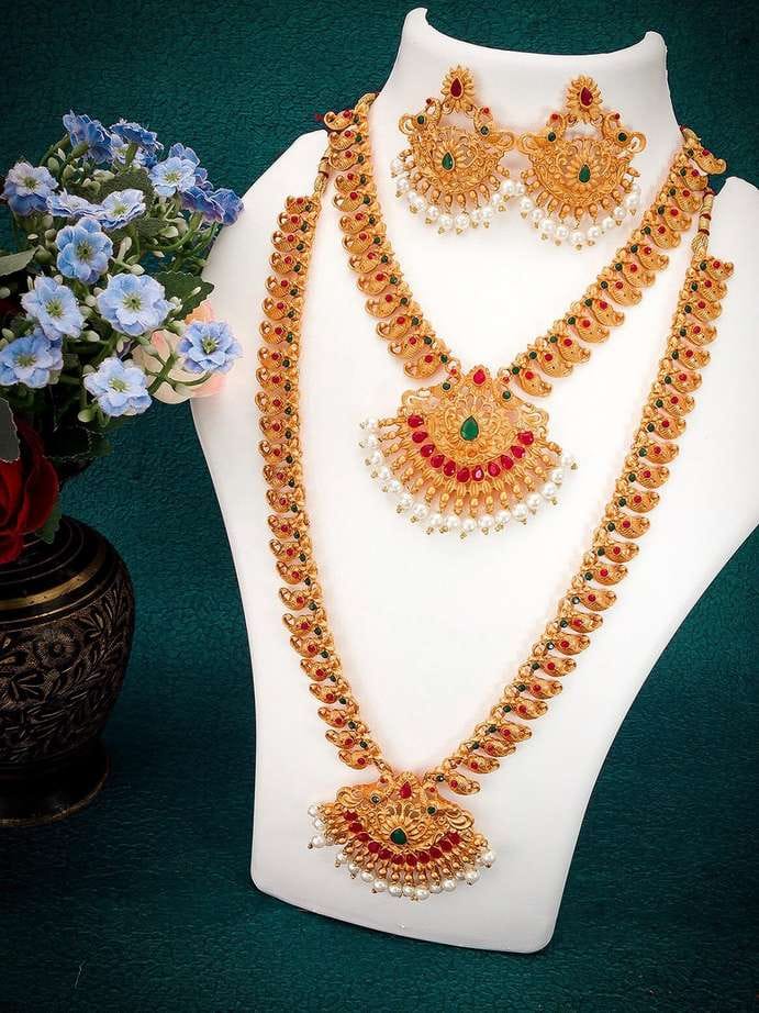 Picture of Indian joypuri Traditional Raani Har necklace Set With Earring for women - Necklace For Girls