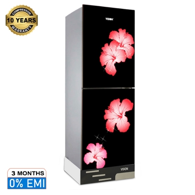 Picture of VISION Glass Door Refrigerator RE-305 Liter Mirror Jaba Flower Top Mount