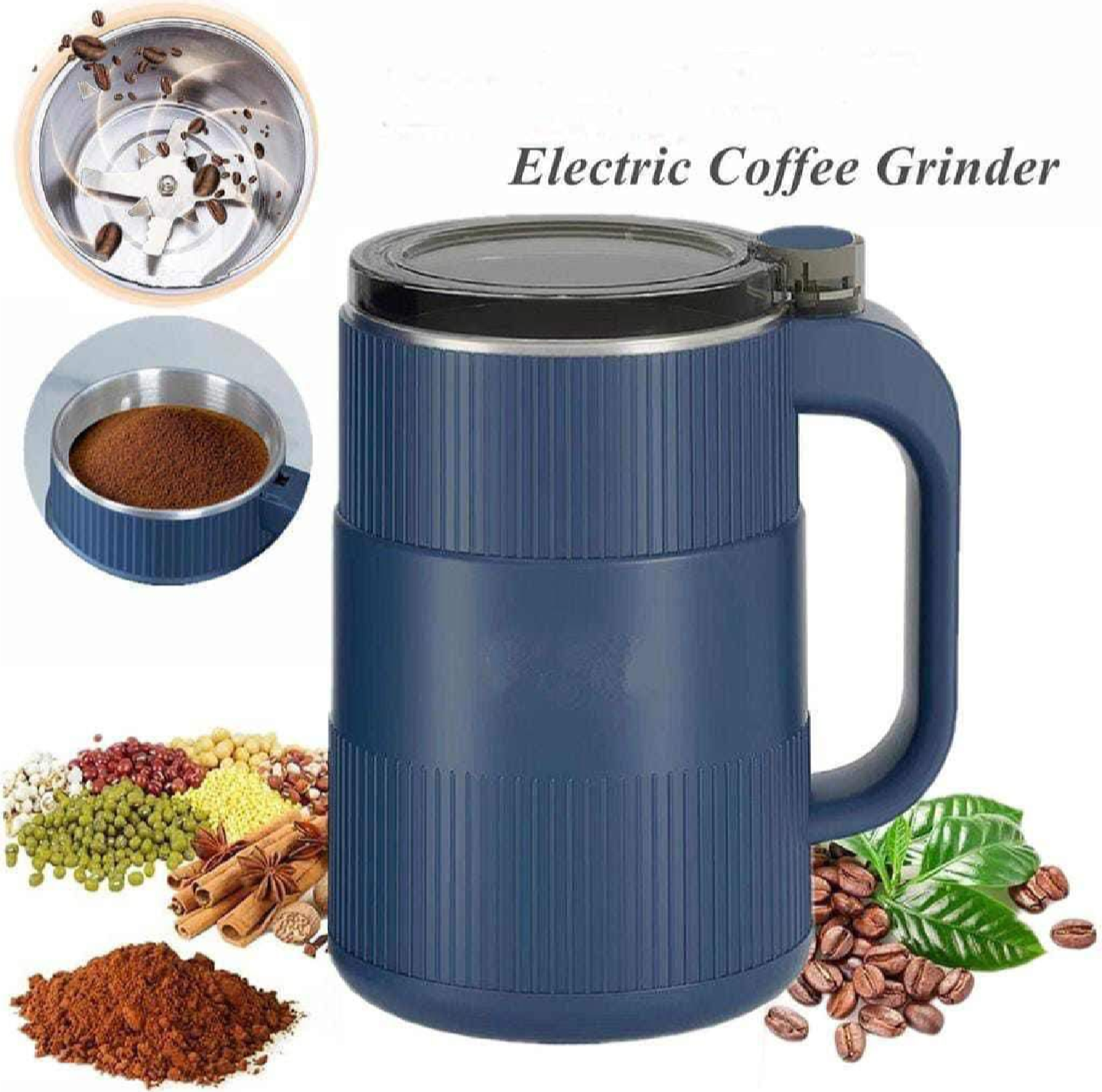 Picture of Household Small Powder Grinding Machine, Electric Mini Spice Grinder Add 5 Blades, 304 Stainless Steel Grinding Fine Powder for All Kinds of Grains, Condiments, Coffee Beans
