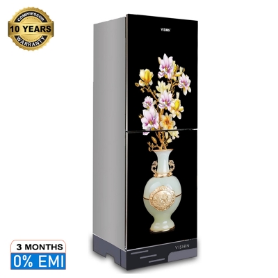 Picture of VISION Glass Door Refrigerator RE-216 Liter Vase G Magnolia Flower Bottom Mount