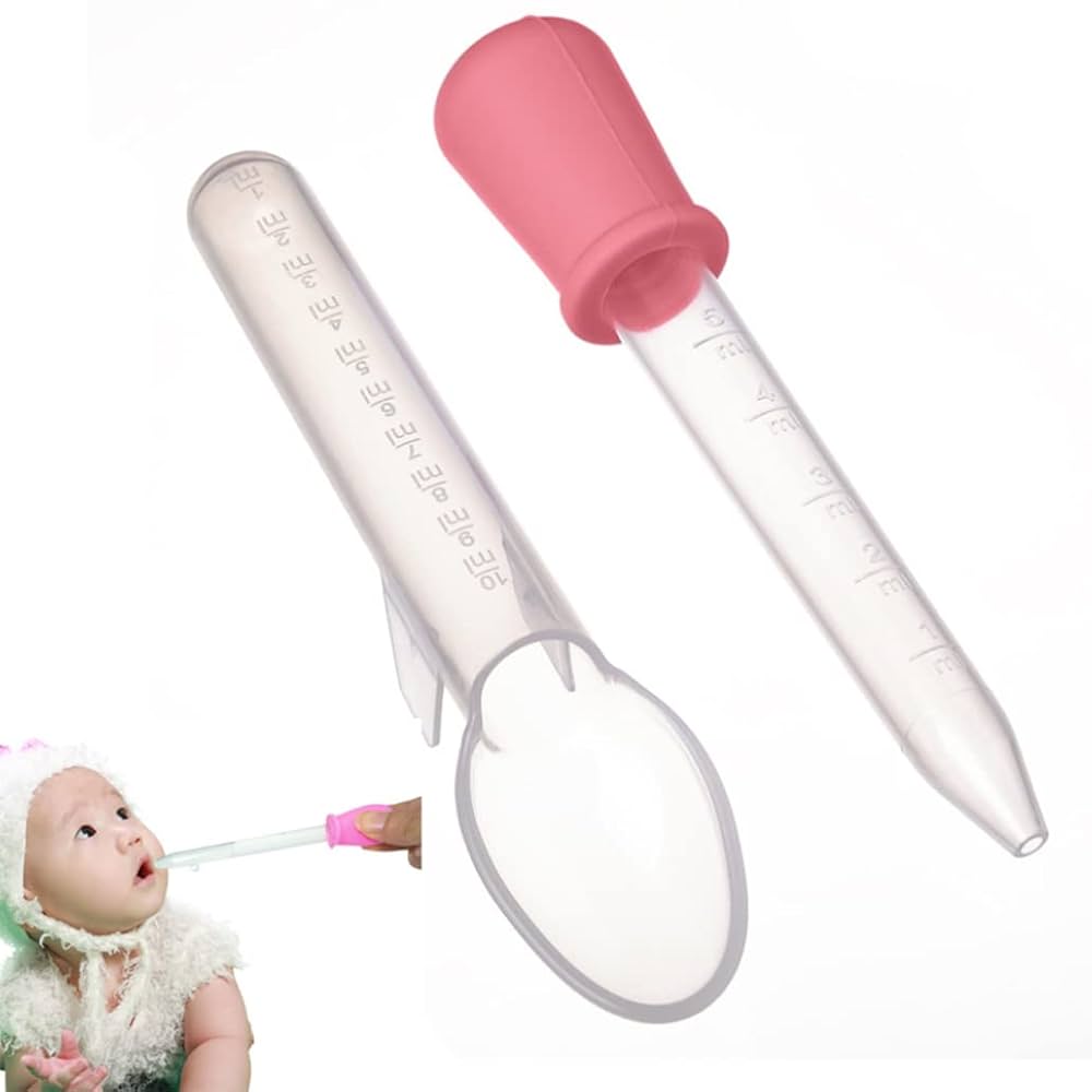 Picture of Baby Feeding & Nursing Supplies 5ml Silicone Baby Medicine Dropper and 10ml Plastic Feeding Spoon