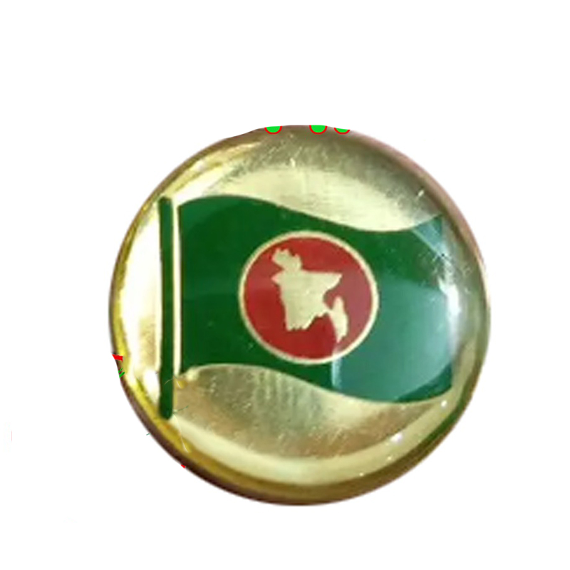 Picture of Golden Bangladesh Flag Coat Pin/ Hijab Pin with Silica Gel Broaches (01 pcs)