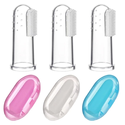 Picture of Baby Brush With Box Baby Products Hot Selling Baby Finger Toothbrush Soft Silicone Infant Tooth Cleaning