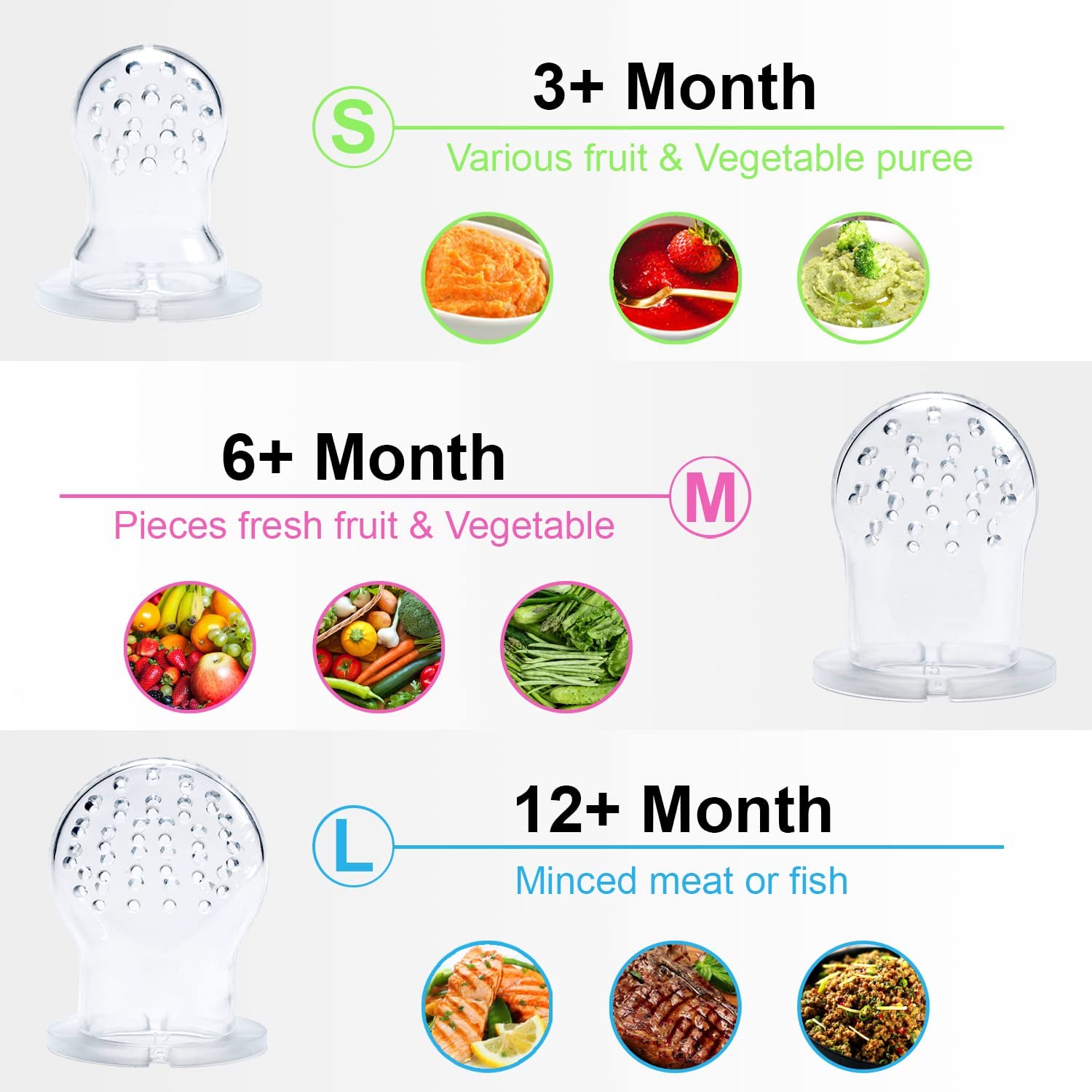 Picture of Baby Fruit Teether Baby Pacifiers Feeder Kids Fruit Feeder Nipples Feeding Safe Silicone Baby Supplies Nipple Teat Pacifier (with Extra 3 Nipples) -Color as per stock