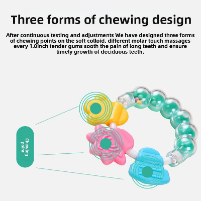 Picture of Infant Silicone Soft Toy Chewable Baby Teether with Sound Rattle Soothing Teething Stick for Teething Relief
