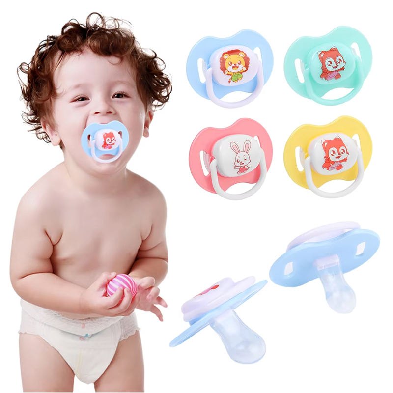 Picture of Multicolor Cartoon Animal Print Design Dummy Pacifier teether Silicone Baby Pacifier with Cover