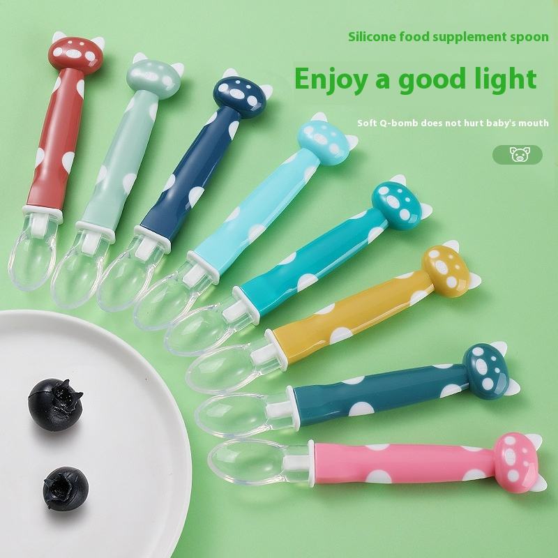 Picture of Children's Training Tableware-Newborn Silicone Soft Head Spoon for Baby's Supplementary Food Solid Pattern Spoon