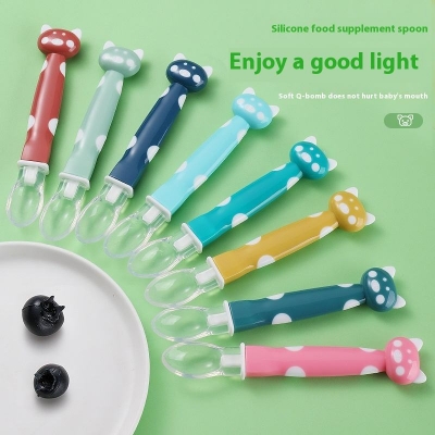 Picture of Children's Training Tableware-Newborn Silicone Soft Head Spoon for Baby's Supplementary Food Solid Pattern Spoon