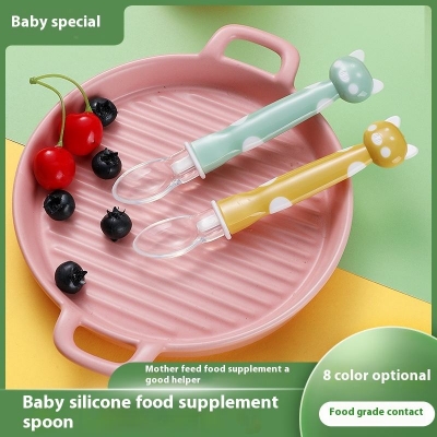 Picture of Children's Training Tableware-Newborn Silicone Soft Head Spoon for Baby's Supplementary Food Solid Pattern Spoon