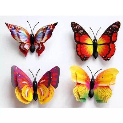 Picture of Butterfly Wall Stickers-4pcs/3D Double Wings Butterfly Wall Stickers/DIY Art Home Decor Wall Decals Fridge Stickers Wedding Decor