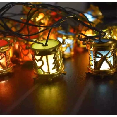 Picture of Dhol Fairy Lights)Heart Shaped Designs Decorative Fairy String Lights, Love Designs Led Decoration Round Box Lights, Led Dhool Shaped String Lights For Indoor Outdoor Wedding Party Decoration - Table Lamp