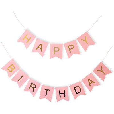 Picture of Happy Birthday Banner 13 Piece Card - Pink