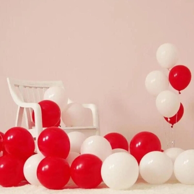 Picture of White And Red Balloons -20pcs/Red and white balloon 20pcs package
