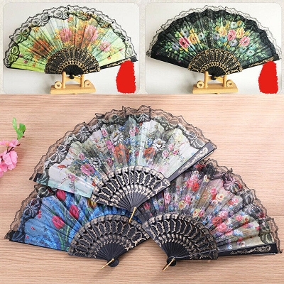 Picture of Chinese Style Lace Hand Held Folding Fan/Dance Party Wedding Decor Hand Fans Wedding Favors Chinese -1pcs