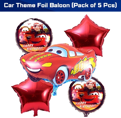 Picture of Cars Theme Foil Balloon 5 Pc Combo - Birthday Decoration