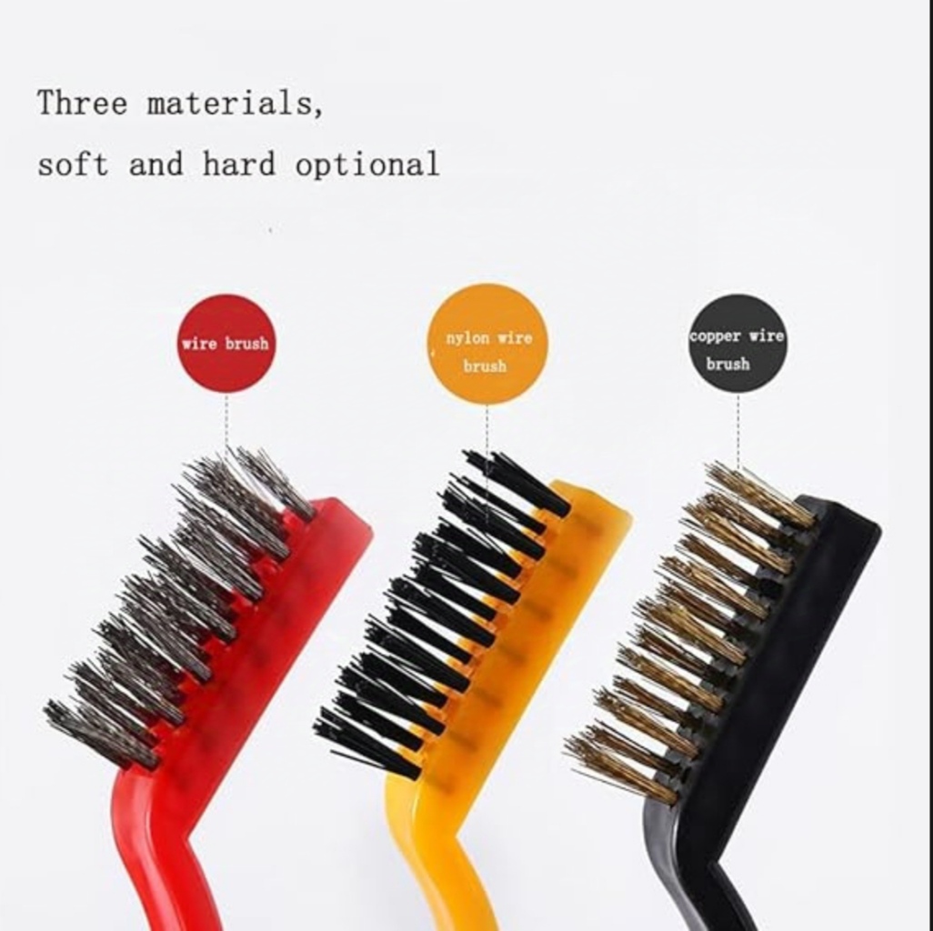Picture of 3Pcs/Set 7 inches Stainless Steel Brush Brass Cleaning Brush Polishing Rust Remover Metal Wire Brush Cleaning Tool Family