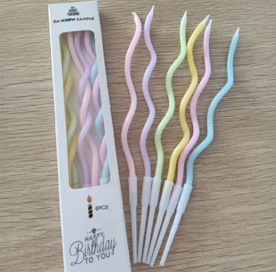 Picture of Metallic Long Spiral Candles with Stand- Pack of 6