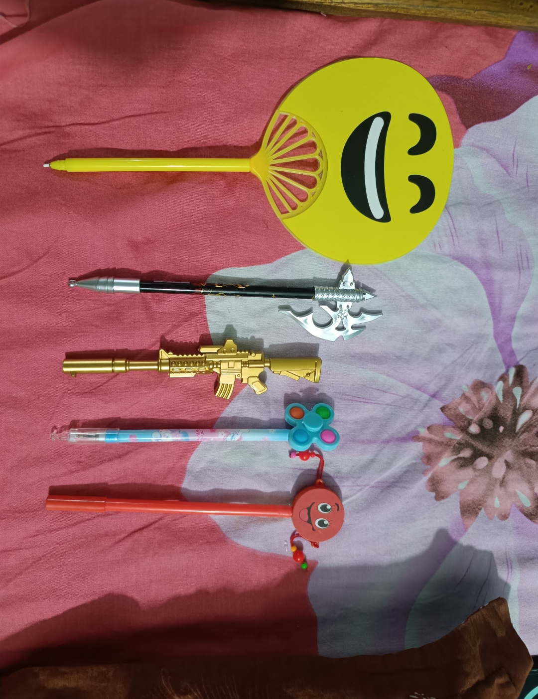 Picture of Emoji fan pen/Sword pen/Gun pen/cartoon, multi-model Shape Pen- 5 Pcs Beautiful design pen combo