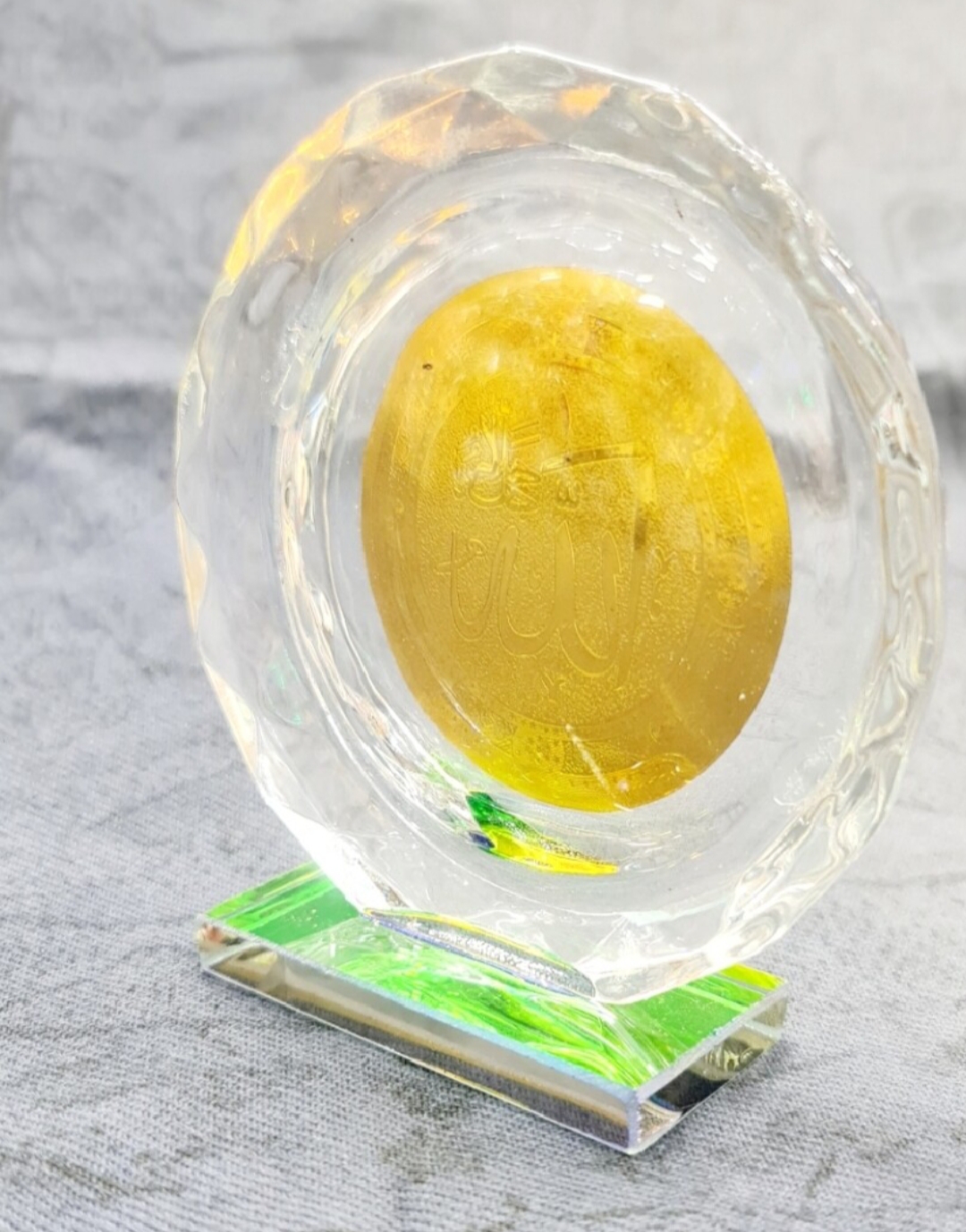 Picture of Islamic showpiece/Golden Crystal Desk Unique Islamic Showpiece