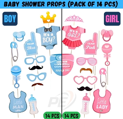 Picture of Mom-to-Be Baby Shower Props – 14pcs Cardstock Props for Baby Shower & Gender Reveal- (Pack of 14 Pcs)