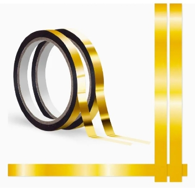 Picture of 2 Roll Gold mirror Tape half inchi Self-Adhesive Metallized Polyester Film Tape gold Graphic Art Tape For Decorating Walls, Cars, Boats DIY gold Foil Tape Mirror Tape