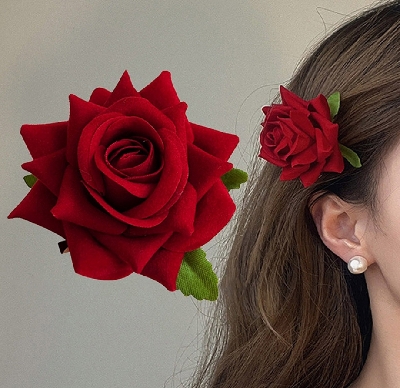 Picture of Rose flower hair clip-1pc/Artificial Large Rose Flower Hair Clip