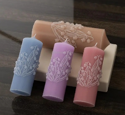 Picture of Floral Pillar Candles -1pc/ Lily of the Valley Bell Flower-Bell orchid flower candle