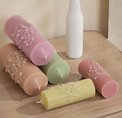 Picture of Floral Pillar Candles -1pc/ Lily of the Valley Bell Flower-Bell orchid flower candle